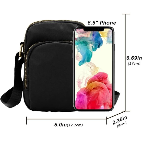 Women's Black-b Small Cell Phone Purse Crossbody Wallet Cute Single Shoulder Bag - Picture 2 of 8
